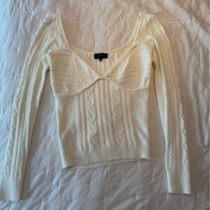 MAJORELLE Off-the-Shoulder Cream Sweater